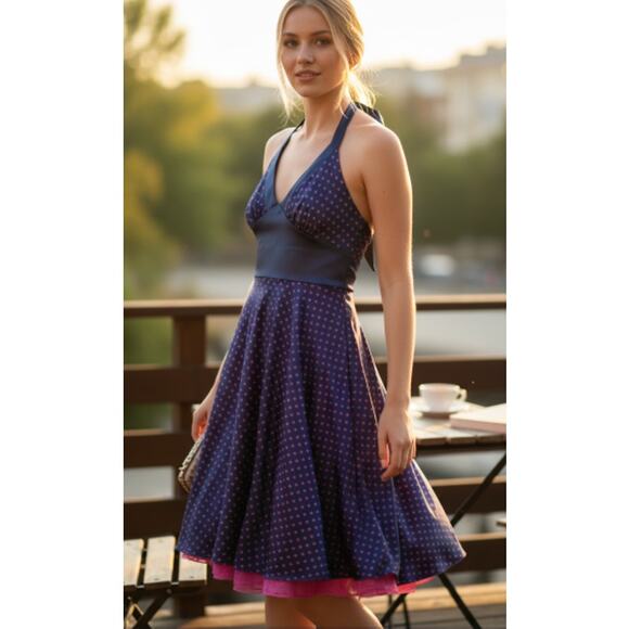 Y2K Ruby Rox Polka Dot Halter Dress size Small - Picture 13 of 13